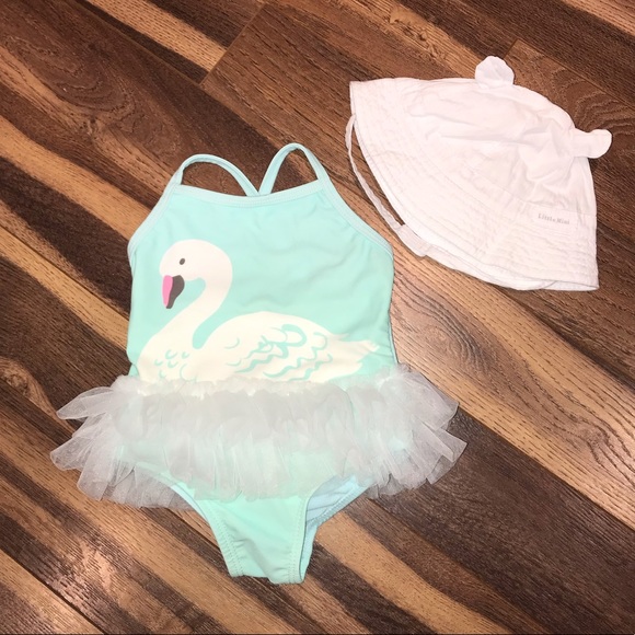 Tutu Swan Swimsuit and Bucket Hat Bundle - Picture 1 of 6